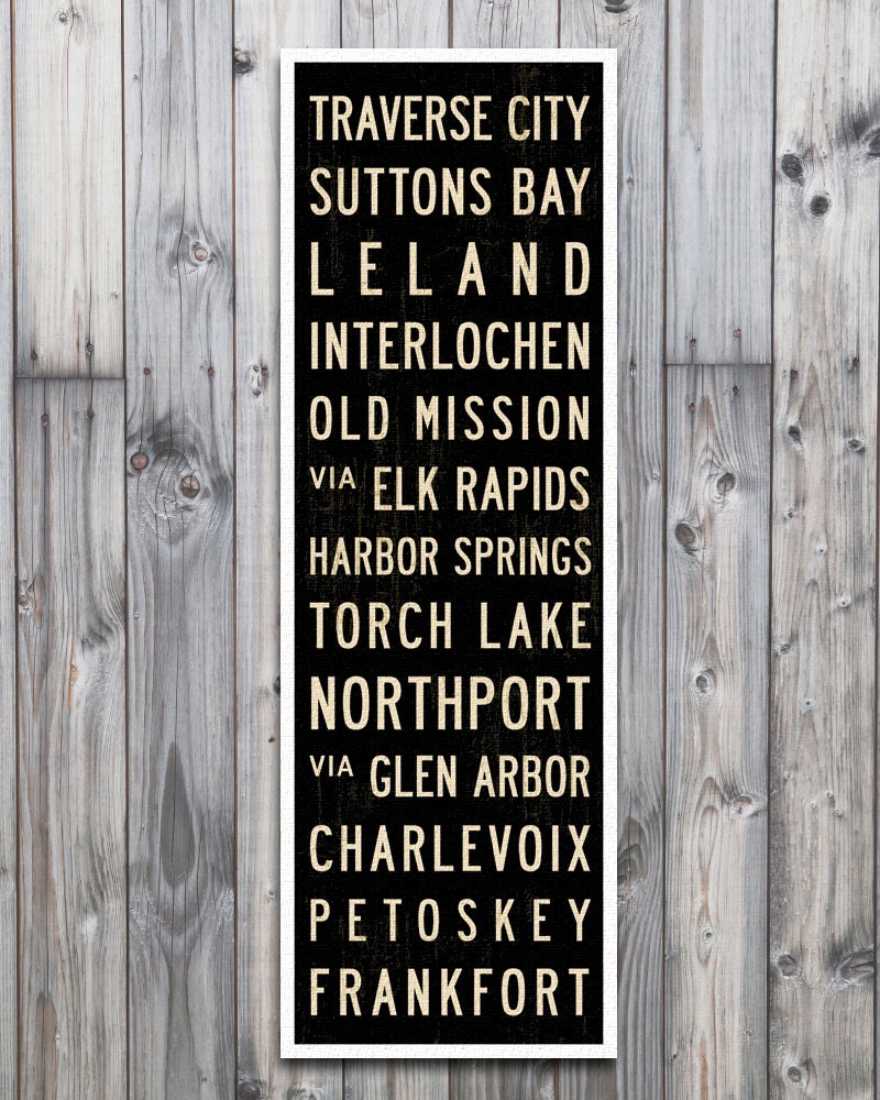 SMALL Michigan Bus Scroll Poster. Bus Roll Art. Canvas Subway Sign Print. 12 x 36