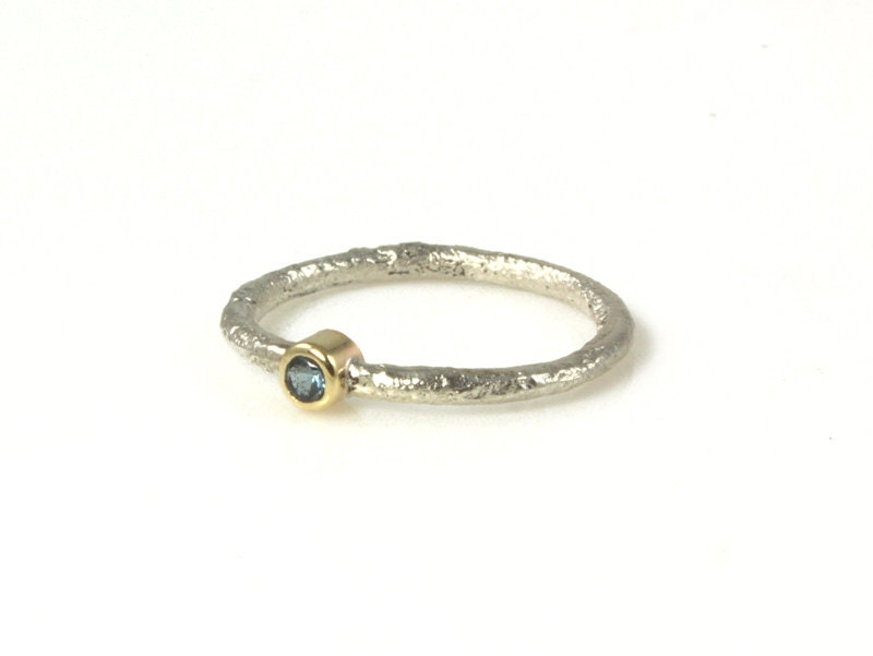 Blue Gemstone Stacking Ring , 14kt gold and Silver - Made to Order - houseonhudson