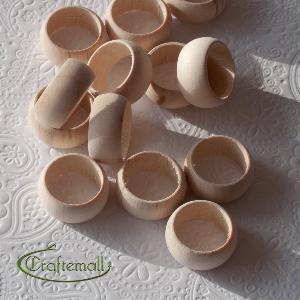 Natural wood ring for decoupage or painting - size 7.5 - set of 5 rings