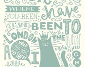 A4 Art Print - "Illustrated Nursery Rhyme: Pussy Cat, Pussy Cat" - Art Print / Typography / Hand Lettering