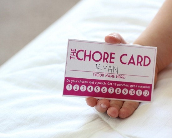 INSTANT DOWNLOAD: DIY Printable Punch Cards - 4 colors, chore cards, stay in bed cards