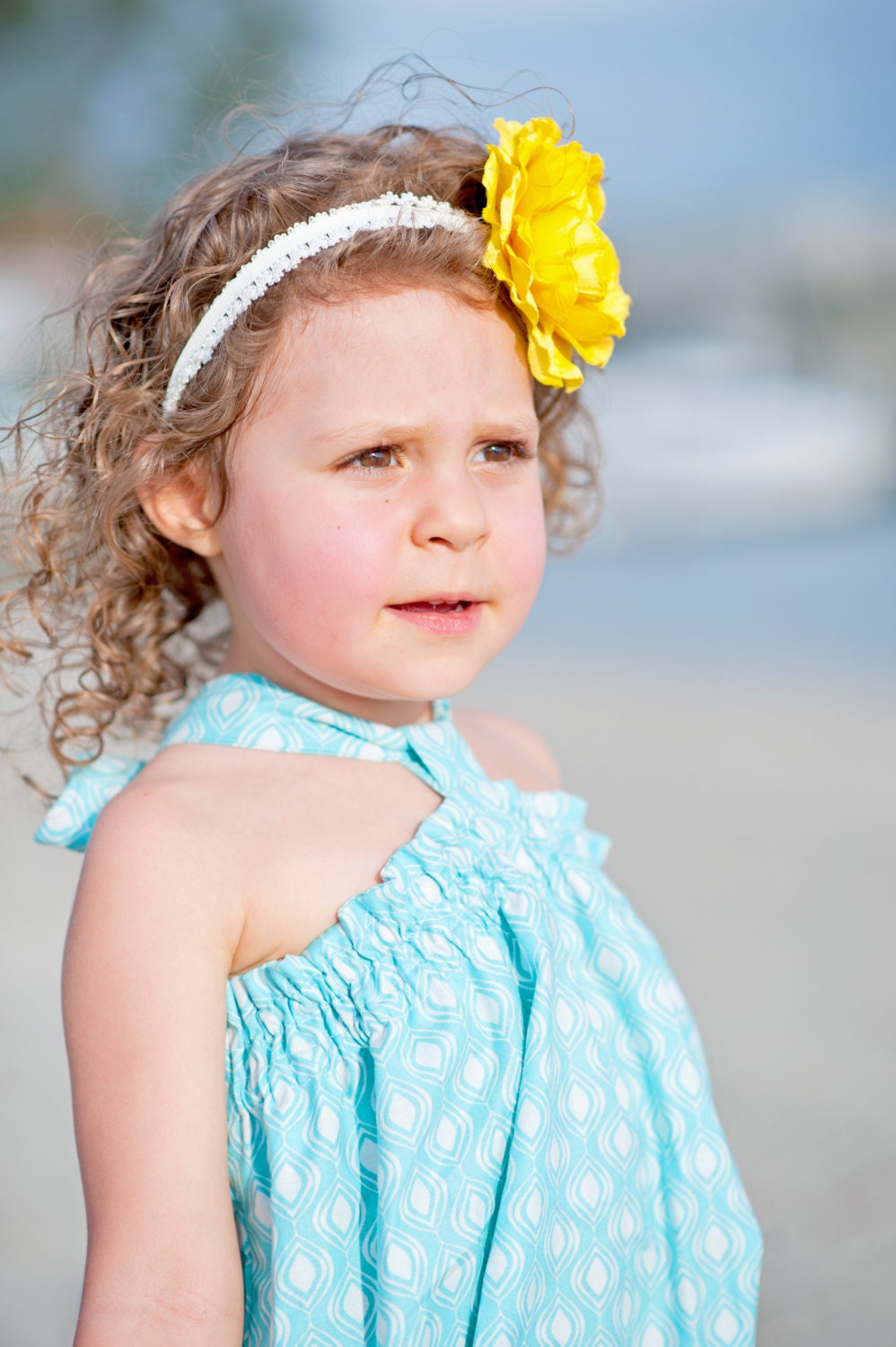 Bright Yellow Ruffled Petal Flower Headband