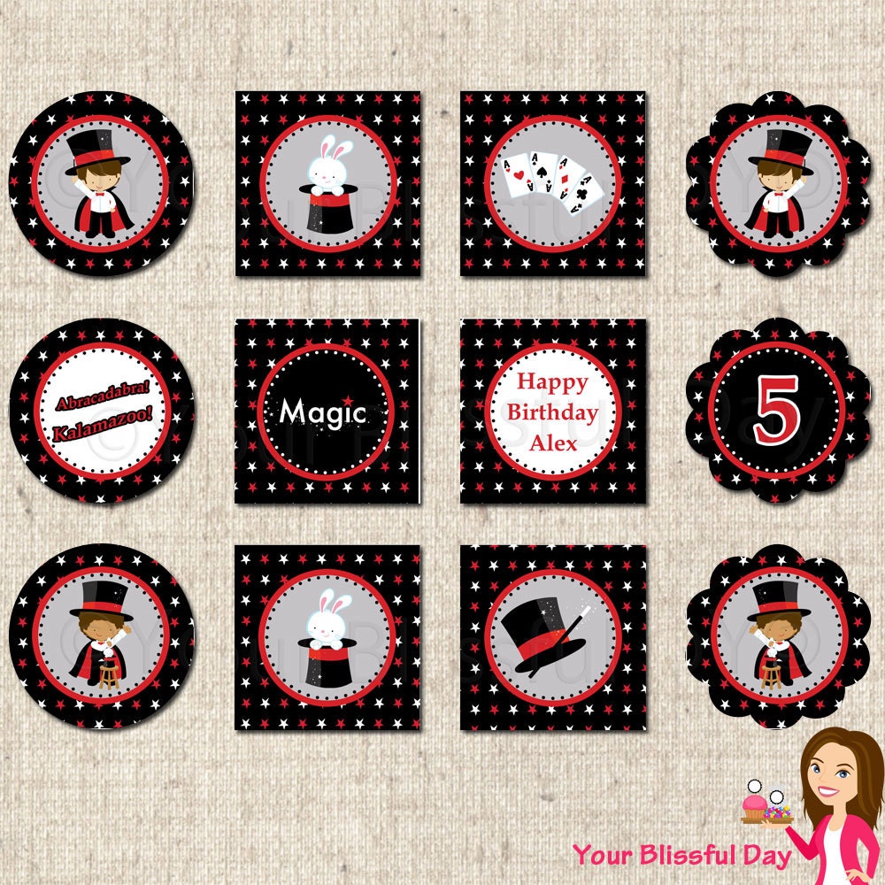 PRINTABLE Boy Magic Show Party Circles (Personalized) Il_570xn