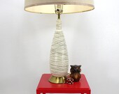 Mid Century Ceramic Gold and Ivory Tapered Lamp