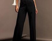 High waist wide pants made of Black Crepe Georgette,High Fashion CUSTOM ORDER, sizes from 2 to 18 or your measurements