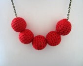 Crochet Beads Necklace in Red Crochet necklace Modern Jewelry