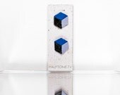 Periwinkle Necker Cube Earrings - Impossible Object Leather Illusion Jewelry
