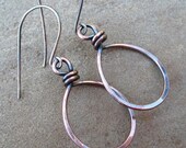 Hoop Copper Earrings Hammered Copper Jewelry Sterling Silver Ear Wires