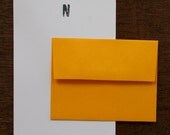 Letterpress Monogram Stationery set of 10 pieces: Letter N