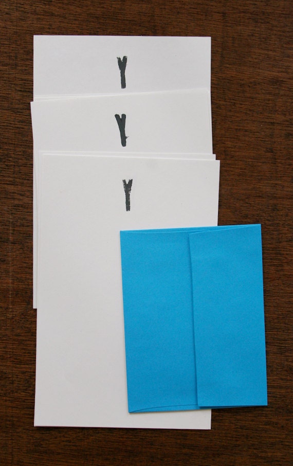 Letterpress Monogram Stationery set of 10 pieces: Letter Y