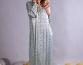 1960s dress  / 1960s Oscar de la Renta boutique robins egg blue and gold gown / vintage couture fashion