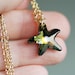 Teal & Tobacco Starfish Necklace - Deep Yellow-Green Blue Bronze Crystal Pendant