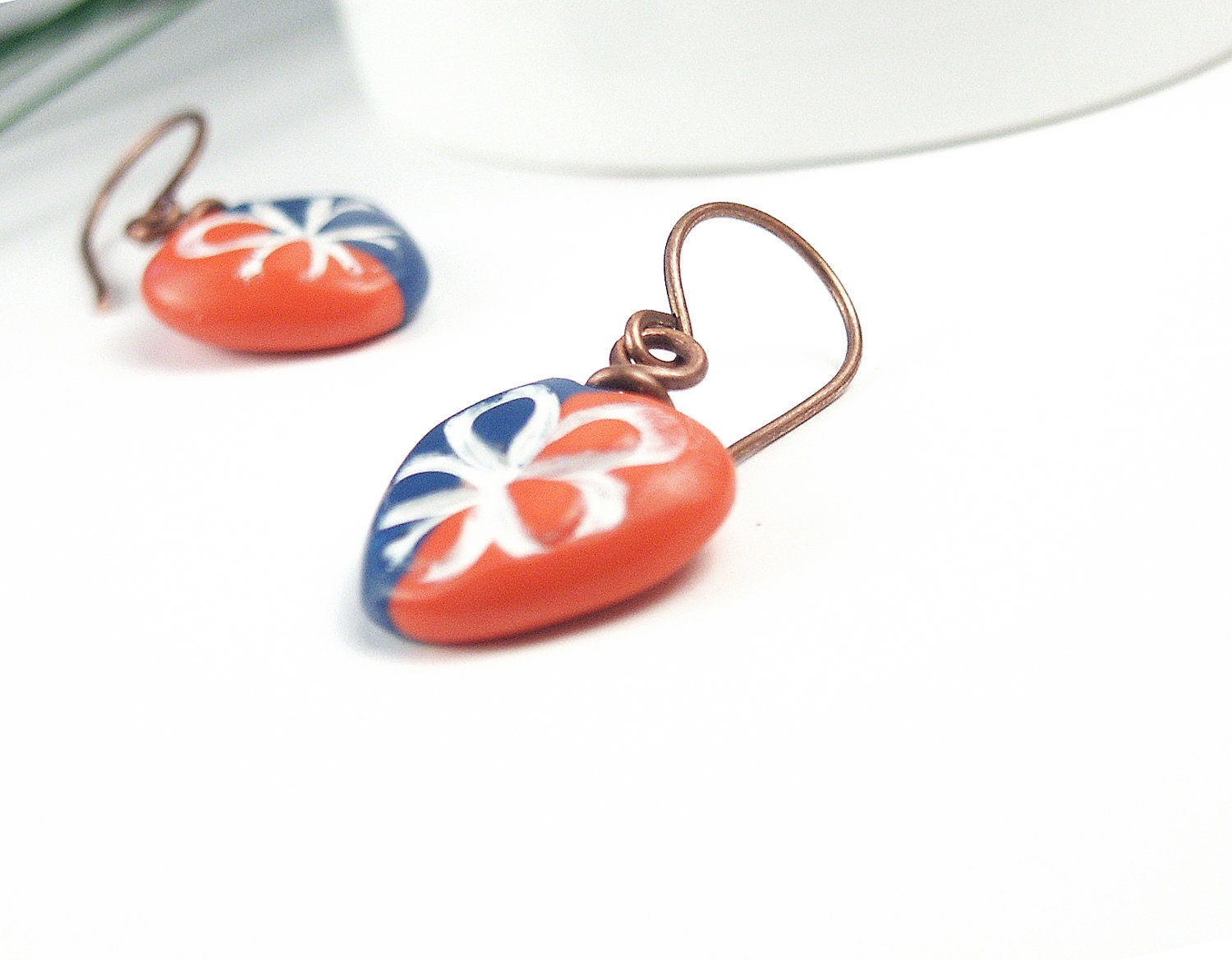 University of Florida Gators Game Day School Spirit Polymer Clay Flower Heart Earrings