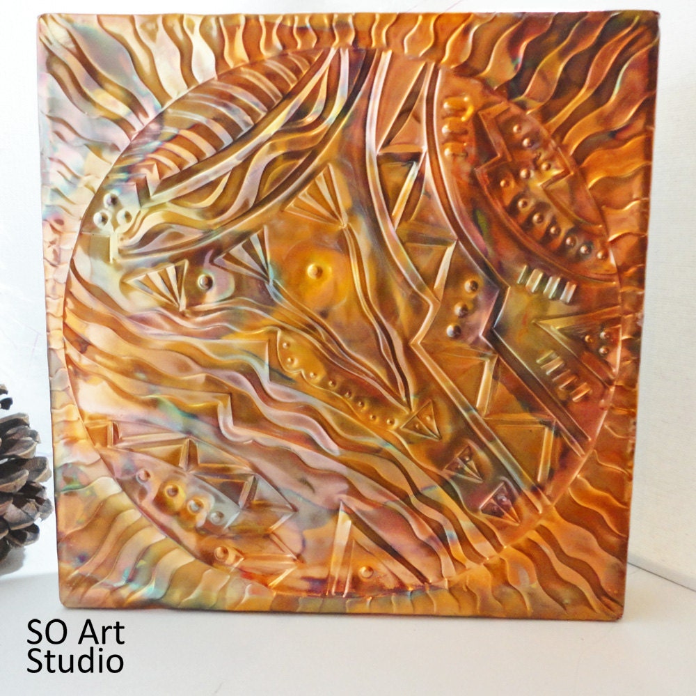 Discus 2 - Fired Metal Copper Repoussé