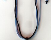 Black Wire Wrapped Blue China Shard Necklace