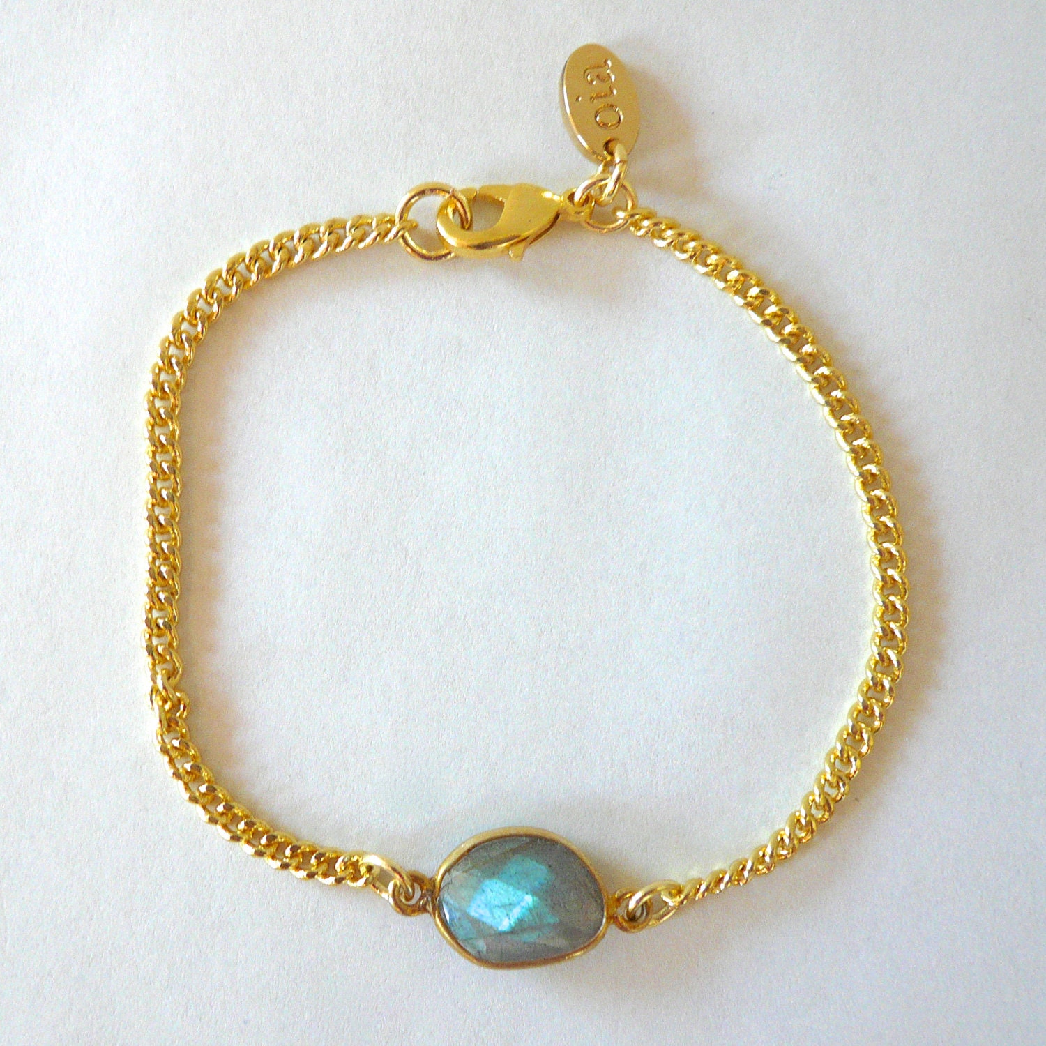 Faceted Labradorite in Gold Bezel Bracelet