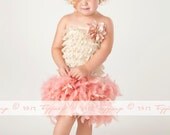 Ruffle My Feathers-Vintage Rose- Couture Feather Dress- (Size 2-3T)