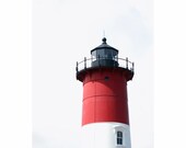 Nautical Photography Lighthouse photograph  minimal beach photography  red white wall art home  office decor 4x6 Fine Art Photography Print