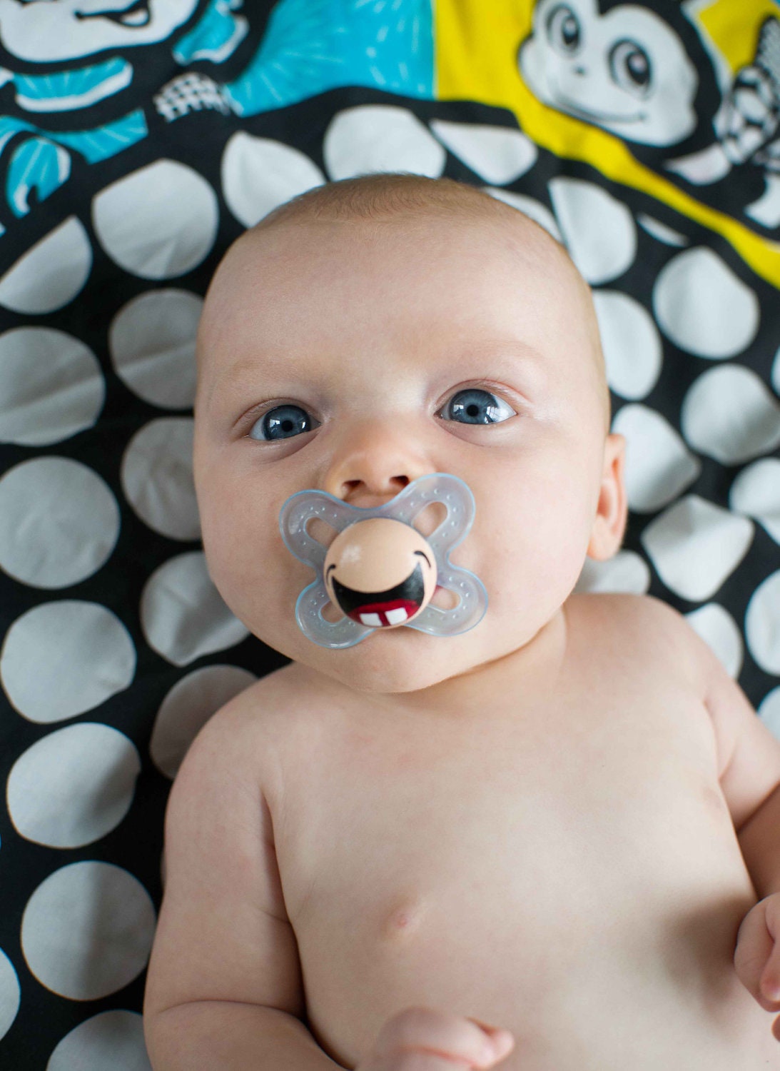 My Two Front Teeth- Custom Hand Painted Pacifier- MAM Newborn BLUE Pacifier