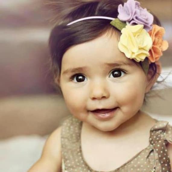 Tripple Blossom- Wool felt fabric flower headband