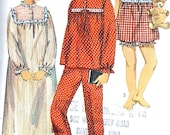 1960s Girls Nightgown and Pajamas Vintage Sewing Pattern, Simplicity 6815 Size 10