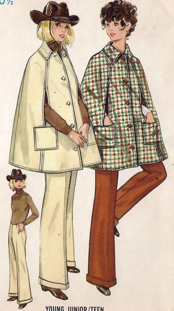 1960s Young Junior or Teen Cape and Pants Vintage Sewing Pattern, Butterick 5498 bust 30.5" uncut