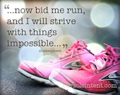 running art, typography print, inspirational quote print, word art, wall decor, 8x10 - BID ME RUN, pink sneakers
