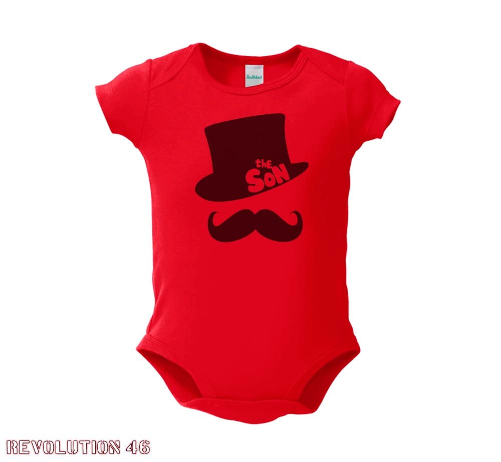 Mustache and Top Hat  "The Son" Snap Shirt (Top Hat The Son 6236 Black Ink) Fun Reveal Announcement
