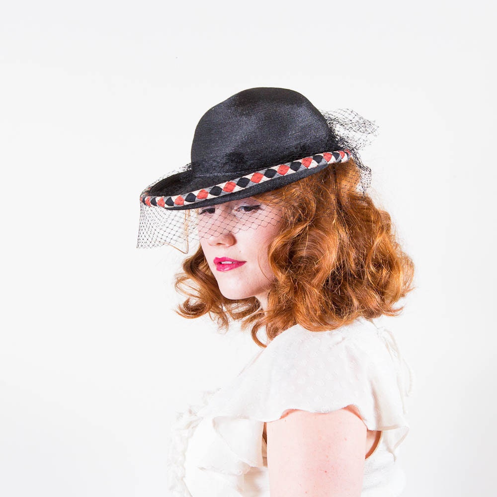 SALE / vintage 1940s hat / straw hat / Lynne Brooke