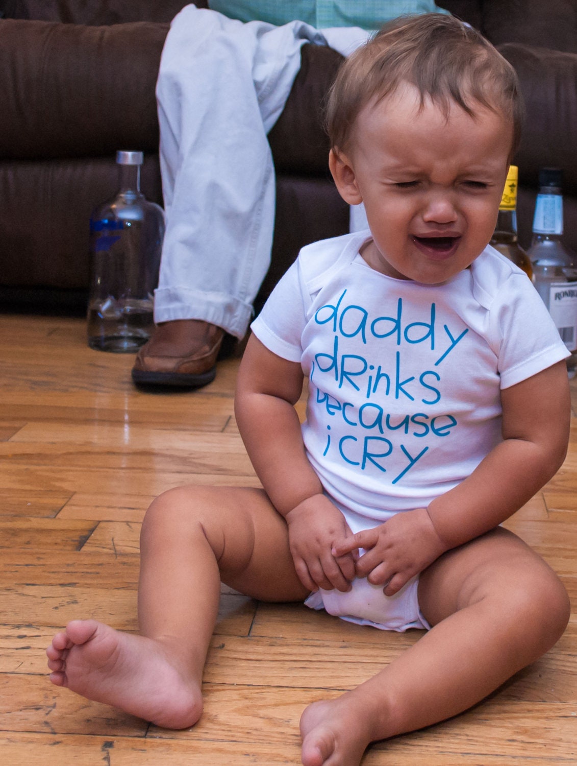 Daddy Drinks Because I Cry - Funny Baby ONESIE - Your Color Choice - Toddler Tee also available