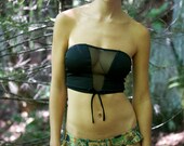 Black long bandeau Mesh TOP swimsuit bow