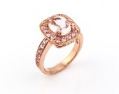 Natural  Morganite Solid 14K Rose Gold pink sapphire engagement Ring----Special