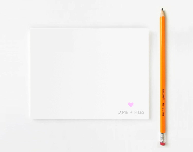 Wedding Thank You Cards // Heart and Names // Custom Notecards