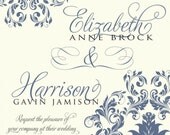 PRINTABLE Wedding Invitation Suite DIY - Blue and Cream Damask Wedding Collection (Colors Can Be Customized) Il_170x135