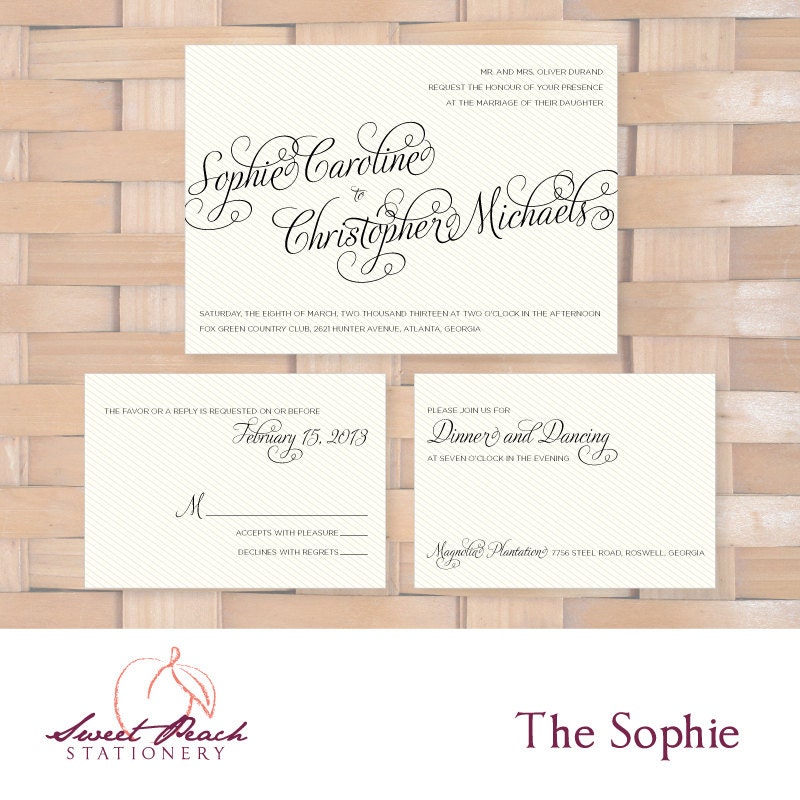 Black and Ivory Calligraphy Wedding Invitation - The Sophie Suite