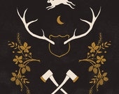 Antlers and Axes, 11x14 print