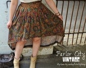 The Mariela Skirt - High Waist Vintage Paisley Print High-Low Mullet Skirt
