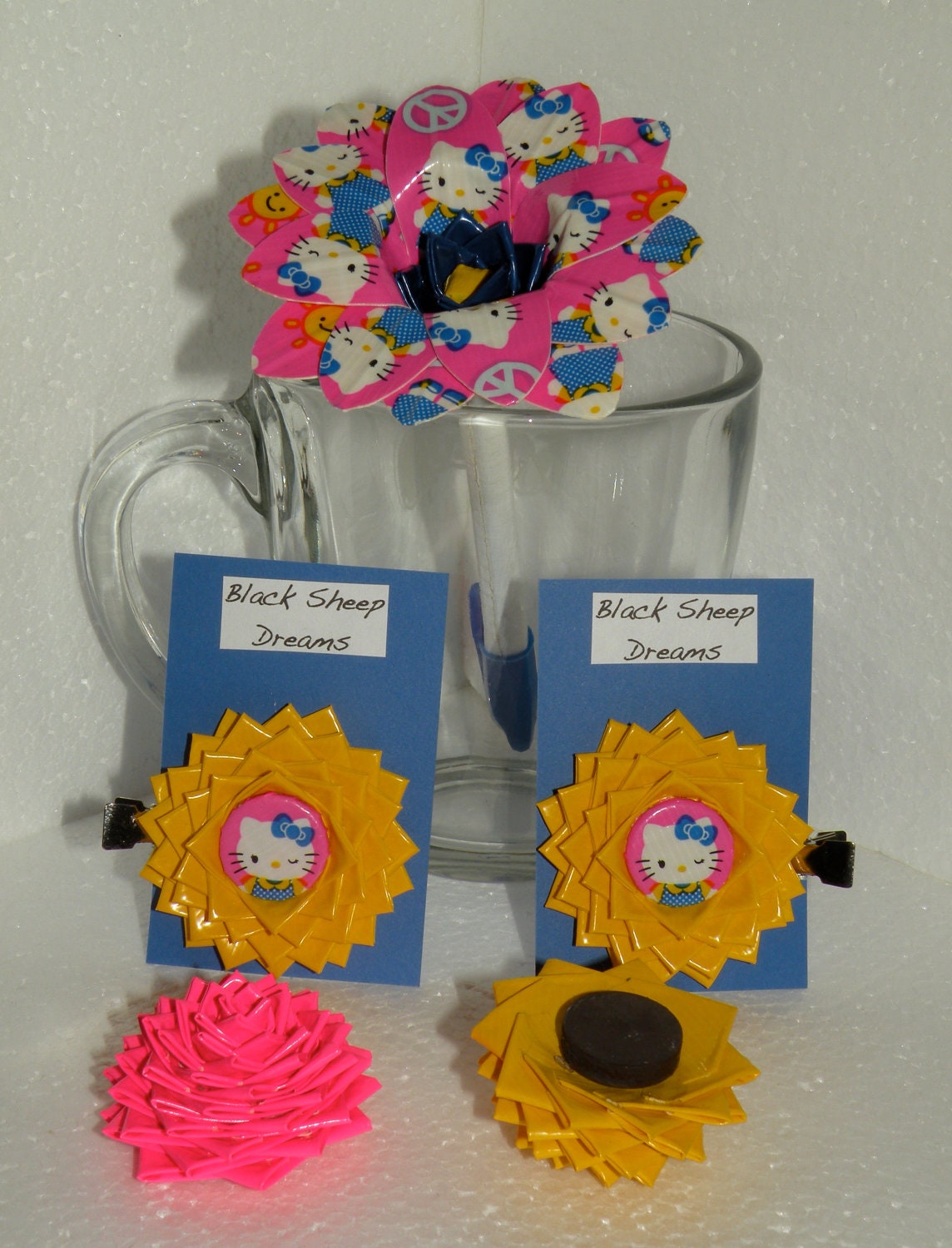 Hello Kitty Duct Tape Pen and Hair Clip Set.