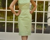 One of a Kind Handmade by Lady Go Lightly // Mint Green Fitted Polka Dot Sheath with Peter Pan Collar (Size: XSmall)
