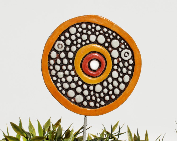 circle garden decor - large - textured ornament - funky gift - garden art - window box decoration - flower bed stake - large love bubble d3