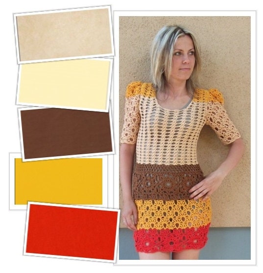 Crochet Pattern PDF - Cinnamon Dress - size S/M - crochet dress pattern instant download