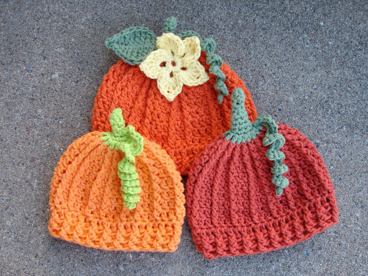 Crochet Pattern for Pumpkin Beanie Hat - 5 sizes, baby to adult - Welcome to sell finished items