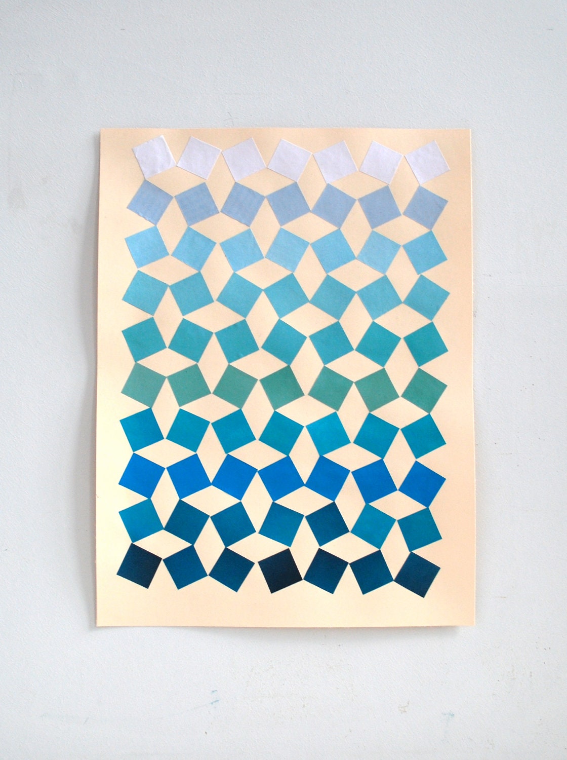 Ombre geometric green collage in aqua, teal and deep green.