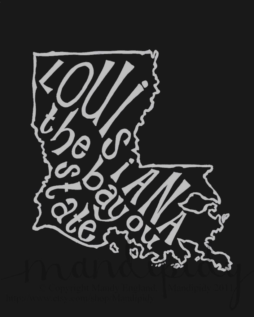 Louisiana the Bayou State  - 8x10 Illustrated Print by Mandipidy