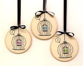Embroidery Hoop Art Singing Little Bird In The Hoop Wall Hanging Set of 3