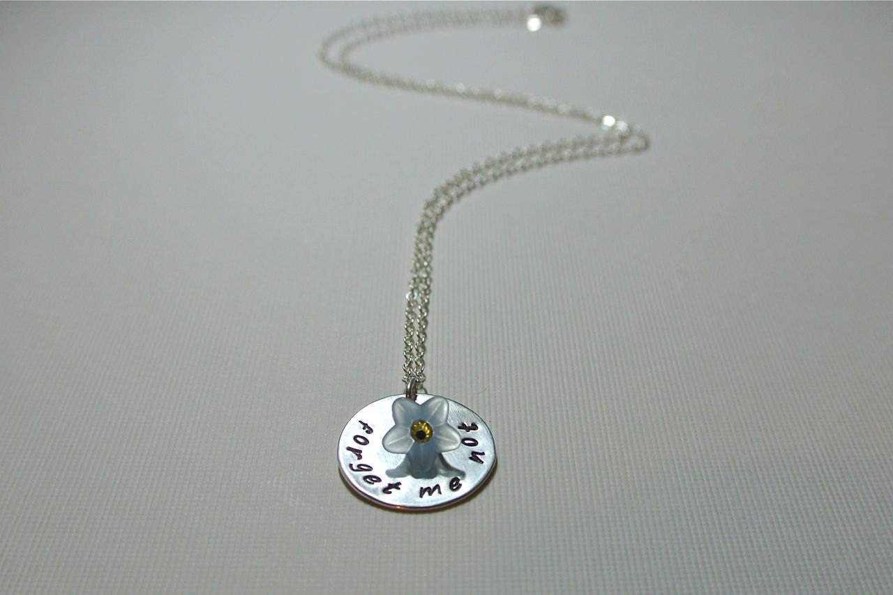 Forget Me Not - Hand Stamped Romantic Necklace - Sterling Silver