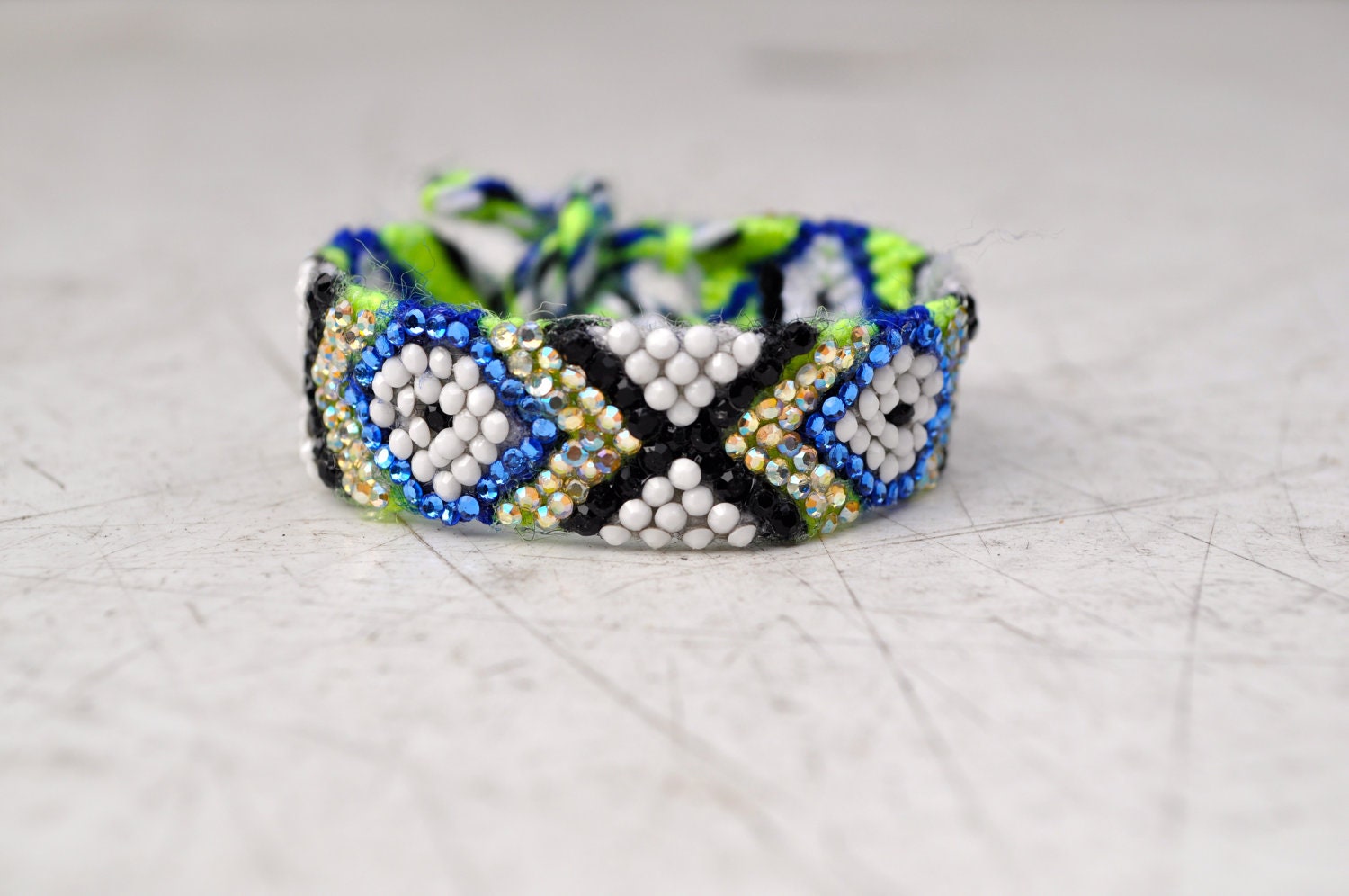 Crystal Friendship Bracelet- white, yellow, blue, black
