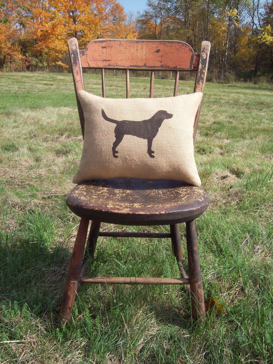 Labrador Retriever Silhouette Burlap Pillow  - Dog Pillow  - Burlap Pillow - More Colors Available - Decorative Pillow - Lab Pillow