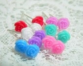 Flower Post Stud Rose Miniature Earrings -7 pair sets