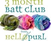 Art Batt Club Subscription DRINKS inspired Fiber Batt, Art Batt, Fiber Art Batt for Spinning or Felting 3 Months of 4 ounce batts